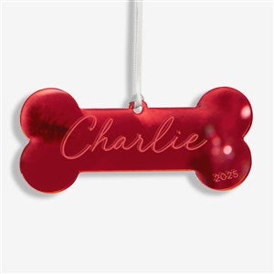Dog Bone Personalized Acrylic Christmas Ornament - Red - 45716-R