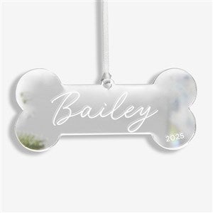 Dog Bone Personalized Acrylic Christmas Ornament - Silver - 45716-S