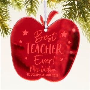 Best Teacher Personalized Apple Christmas Ornament - Red - 45719-R