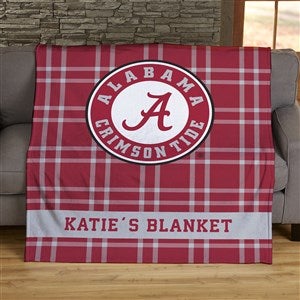 NCAA Plaid Alabama Crimson Tide Personalized 50x60 Plush Fleece Blanket - 45757-F