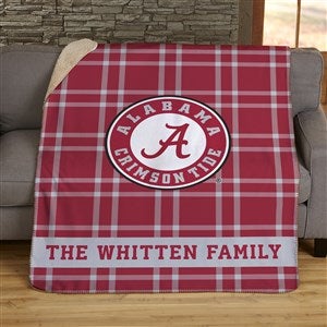 NCAA Plaid Alabama Crimson Tide Personalized 50x60 Sherpa Blanket - 45757-S