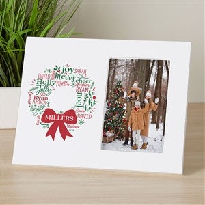 Merry Mistletoe Wreath Personalized Off-Set Picture Frame - 45770