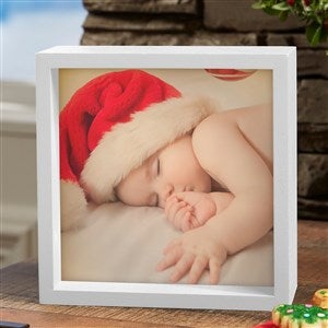 Personalized Holiday Photo LED Light Shadow Box - Ivory - Small - 45789-I-6x6