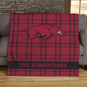 NCAA Plaid Arkansas Razorbacks Personalized 50x60 Plush Fleece Blanket - 45815-F