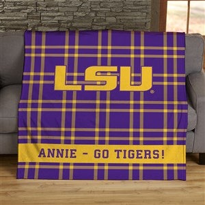 NCAA Plaid Louisiana State University Personalized 50x60 Plush Fleece Blanket - 45817-F