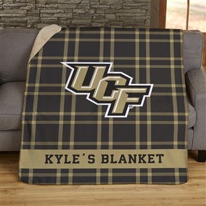 NCAA Plaid UCF Knights Personalized 50x60 Sherpa Blanket - 45819-S