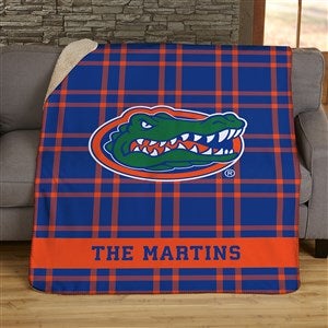 NCAA Plaid Florida Gators Personalized 50x60 Sherpa Blanket - 45820-S
