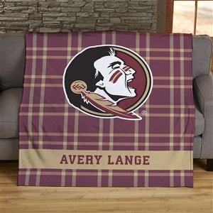 NCAA Plaid FSU Seminoles Personalized 60x80 Plush Fleece Blanket - 45821-FL