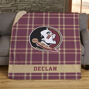 NCAA Plaid FSU Seminoles Personalized 50x60 Sherpa Blanket - 45821-S