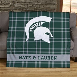 NCAA Plaid Michigan State Spartans Personalized 50x60 LW Fleece Blanket - 45823-LF