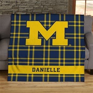 NCAA Plaid Michigan Wolverines Personalized 50x60 Plush Fleece Blanket - 45824-F