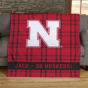 NCAA Plaid Nebraska Cornhuskers Personalized 50x60 Plush Fleece Blanket - 45825-F