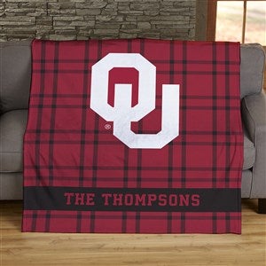 NCAA Plaid Oklahoma Sooners Personalized 50x60 LW Fleece Blanket - 45826-LF
