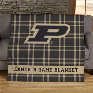 NCAA Plaid Purdue Boilermakers Personalized 50x60 LW Fleece Blanket - 45828-LF