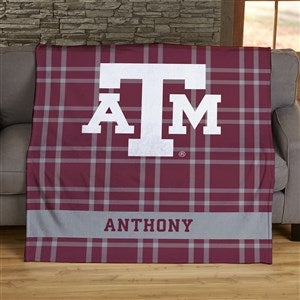 NCAA Plaid Texas A&M Aggies Personalized 50x60 LW Fleece Blanket - 45829-LF