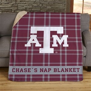 NCAA Plaid Texas A&M Aggies Personalized 50x60 Sherpa Blanket - 45829-S