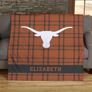 NCAA Plaid Texas Longhorns Personalized 50x60 Plush Fleece Blanket - 45830-F