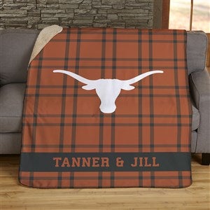 NCAA Plaid Texas Longhorns Personalized 50x60 Sherpa Blanket - 45830-S