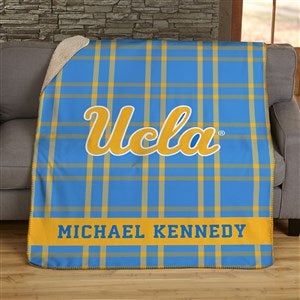 NCAA Plaid UCLA Bruins Personalized 50x60 Sherpa Blanket - 45831-S