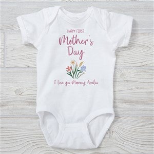 Floral First Mothers Day Personalized Baby Bodysuit - 45847-CBB