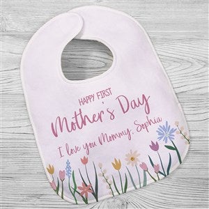 Floral First Mothers Day Personalized Baby Bib - 45848-B