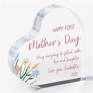 Floral First Mothers Day Personalized Colored Heart Keepsake - 45851