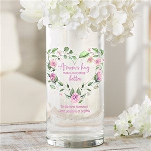 A Moms Hug Personalized Cylinder Glass Flower Vase - 45867