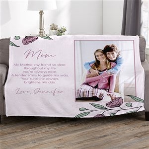 Floral Message for Mom Personalized Fleece Blanket - 50x60 - 45896-F