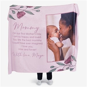 Floral Message for Mom Personalized 60x80 Plush Fleece Blanket - 45896-L