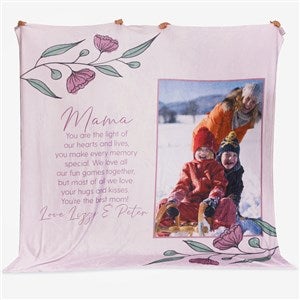 Floral Message for Mom Personalized 90x90 Plush Queen Fleece Blanket - 45896-QU