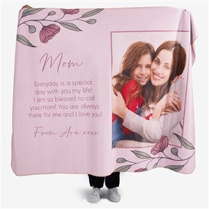 Floral Message for Mom Personalized 60x80 Sherpa Blanket - 45896-SL