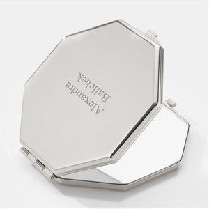 Engraved Octagon Compact Mirror in Silver - 45912