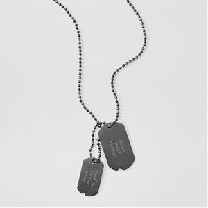 Brushed Gunmetal Engraved Dog Tag Necklace - Horizontal - 45923-H