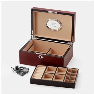 Engraved Matte-Finish Wooden Jewelry Box with Lock - 45928