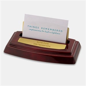 Engraved Gloss Mahogany-Finish Gold Business Card Holder - 45931