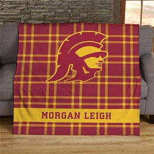 NCAA Plaid USC Trojans Personalized 50x60 Plush Fleece Blanket - 45945-F