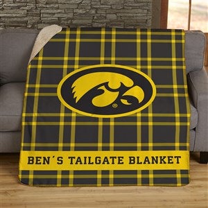 NCAA Plaid Iowa Hawkeyes Personalized 50x60 Sherpa Blanket - 45949-S