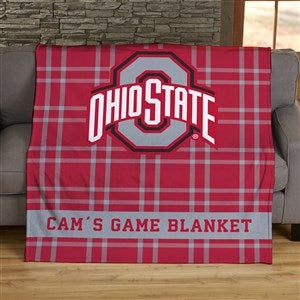 NCAA Plaid Ohio State Buckeyes Personalized 50x60 Plush Fleece Blanket - 45950-F