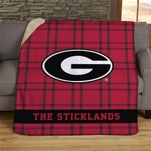 NCAA Plaid Georgia Bulldogs Personalized 50x60 Sherpa Blanket - 45955-S