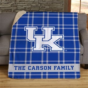 NCAA Plaid Kentucky Wildcats Personalized 50x60 Sherpa Blanket - 45956-S