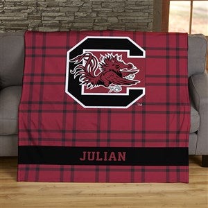 NCAA Plaid South Carolina Gamecocks Personalized 50x60 Plush Fleece Blanket - 45958-F