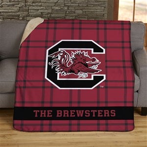 NCAA Plaid South Carolina Gamecocks Personalized 60x80 Sherpa Blanket - 45958-SL