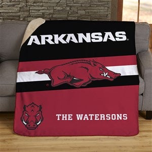 NCAA Stripe Arkansas Razorbacks Personalized 50x60 Sherpa Blanket - 45961-S