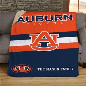 NCAA Stripe Auburn Tigers Personalized 50x60 Sherpa Blanket - 45962-S
