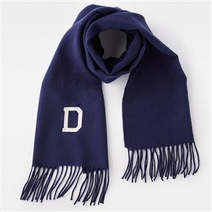 Embroidered Soft Fringe Scarf in Solid Navy - 45967-NAV