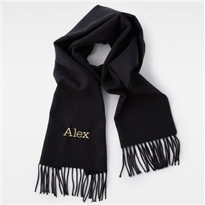 Embroidered Soft Fringe Scarf in Solid Black - 45971-BLK