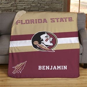 NCAA Stripe FSU Seminoles Personalized 50x60 Sherpa Blanket - 46007-S