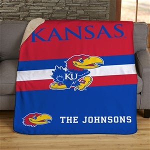 NCAA Stripe Kansas Jayhawks Personalized 60x80 Sherpa Blanket - 46008-SL