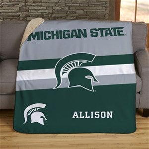 NCAA Stripe Michigan State Spartans Personalized 60x80 Sherpa Blanket - 46009-SL