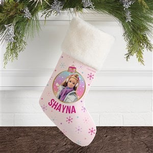 Merry & Bright Barbie Personalized Christmas Stockings - Ivory Faux Fur - 46010-IF